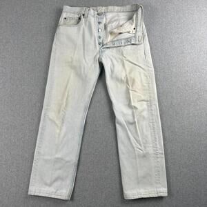 Vintage Levis 501 XX Button Fly 1995 Made in USA Straight Jeans 33x30 Blue Light